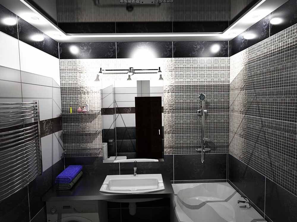 глянцевый натяжной потолок в ванной